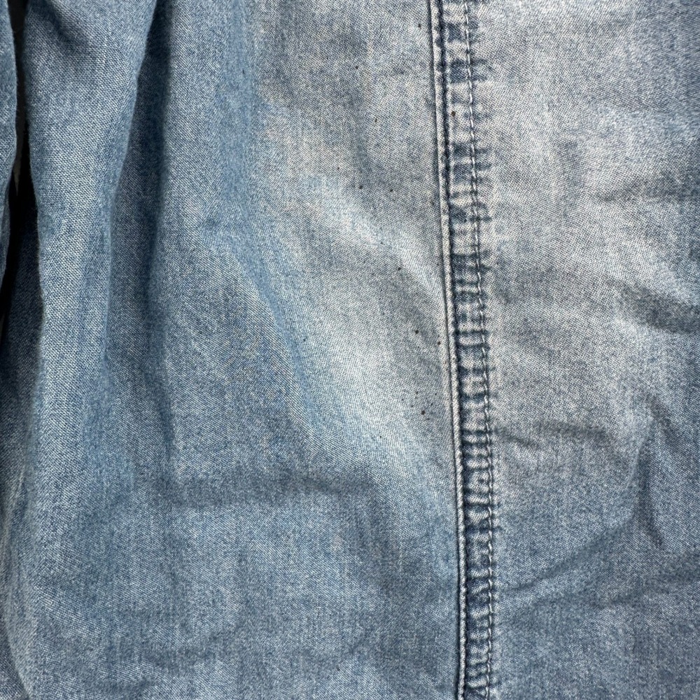 Jean Pascal Denim Tunic Dress Roll Tab Sleeves V Neck Button Front - Picture 6 of 13